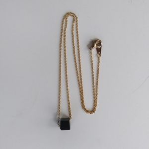Gold Minimalist Necklace Delica Black Cube